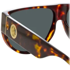 Linda Farrow - Elodie Flat Top Sunglasses in Horn - LFL1302C2SUN - Eyewear - Avvenice^ Sunglasses