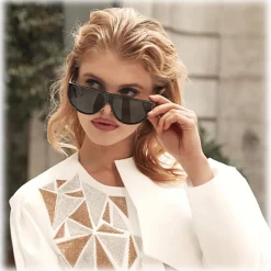 Linda Farrow - Elodie Flat Top Sunglasses in Black - LFL1302C1SUN - Eyewear - Avvenice^ Sunglasses