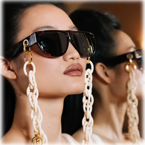 Linda Farrow - Elodie Flat Top Sunglasses in Horn - LFL1302C2SUN - Eyewear - Avvenice^ Sunglasses