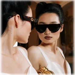 Linda Farrow - Elodie Flat Top Sunglasses in Horn - LFL1302C2SUN - Eyewear - Avvenice^ Sunglasses
