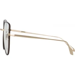 Linda Farrow - Eloise Cat Eye Optical Glasses in Light Gold - LFL1336C2OPT - Eyewear - Avvenice^ Sunglasses