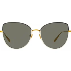 Linda Farrow - Eloise Cat Eye Sunglasses in Black Yellow Gold - LFL1336C6OPT - Eyewear - Avvenice^ Sunglasses