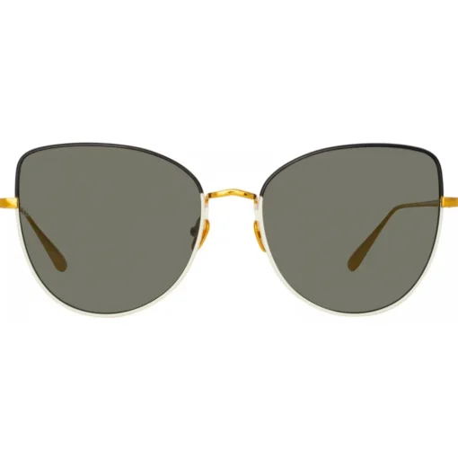Linda Farrow - Eloise Cat Eye Sunglasses in Black Yellow Gold - LFL1336C6OPT - Eyewear - Avvenice^ Sunglasses