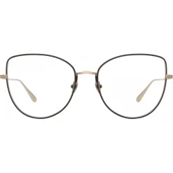 Linda Farrow - Eloise Cat Eye Optical Glasses in Light Gold - LFL1336C2OPT - Eyewear - Avvenice^ Sunglasses