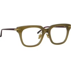 Linda Farrow - Empire D-Frame Optical Glasses in Green - LF28AC4OPT - Eyewear - Avvenice