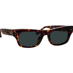 Linda Farrow - Falck Rectangular Sunglasses in Tortoiseshell - LFL1448C2SUN - Eyewear - Avvenice