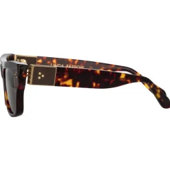 Linda Farrow - Falck Rectangular Sunglasses in Tortoiseshell - LFL1448C2SUN - Eyewear - Avvenice
