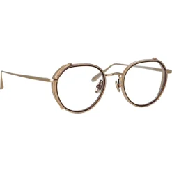 Linda Farrow - Falcon Angular Optical Glasses in Light Gold - LFL1387C2OPT - Eyewear - Avvenice^ Sunglasses