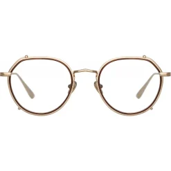 Linda Farrow - Falcon Angular Optical Glasses in Light Gold - LFL1387C2OPT - Eyewear - Avvenice^ Sunglasses