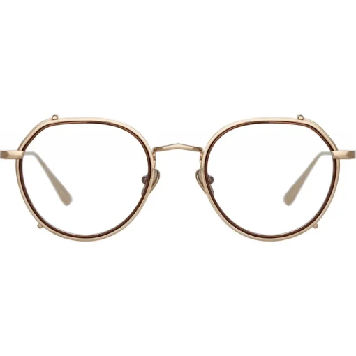 Linda Farrow - Falcon Angular Optical Glasses in Light Gold - LFL1387C2OPT - Eyewear - Avvenice^ Sunglasses