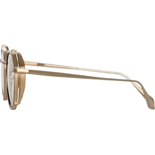 Linda Farrow - Falcon Angular Optical Glasses in Light Gold - LFL1387C2OPT - Eyewear - Avvenice^ Sunglasses