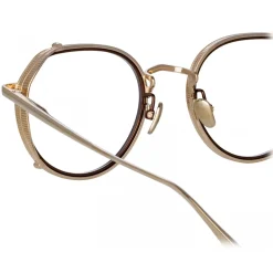 Linda Farrow - Falcon Angular Optical Glasses in Light Gold - LFL1387C2OPT - Eyewear - Avvenice^ Sunglasses