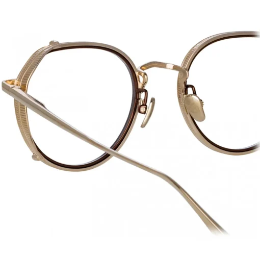 Linda Farrow - Falcon Angular Optical Glasses in Light Gold - LFL1387C2OPT - Eyewear - Avvenice^ Sunglasses