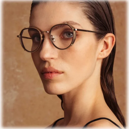 Linda Farrow - Falcon Angular Optical Glasses in Light Gold - LFL1387C2OPT - Eyewear - Avvenice^ Sunglasses
