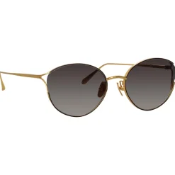 Linda Farrow - Fielder Cat Eye Sunglasses in Yellow Gold - LFL1455C2SUN - Eyewear - Avvenice