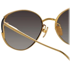 Linda Farrow - Fielder Cat Eye Sunglasses in Yellow Gold - LFL1455C2SUN - Eyewear - Avvenice