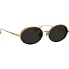 Linda Farrow - Finn Oval Sunglasses in Yellow Gold - Eyewear - Avvenice