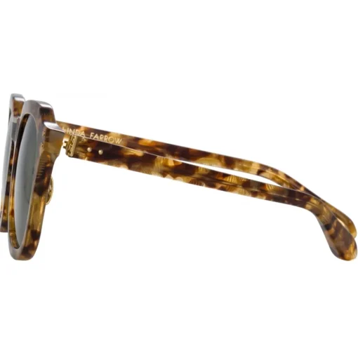 Linda Farrow - Fletcher Angular Sunglasses in Tobacco Tortoiseshell Green - LFL1103C9SUN - Eyewear - Avvenice