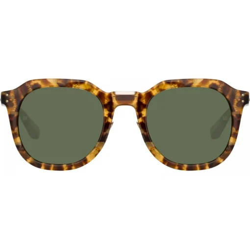 Linda Farrow - Fletcher Angular Sunglasses in Tobacco Tortoiseshell Green - LFL1103C9SUN - Eyewear - Avvenice