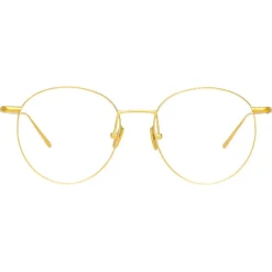 Linda Farrow - Foster A Oval Optical Glasses in Yellow Gold - LF34AC1OPT - Eyewear - Avvenice