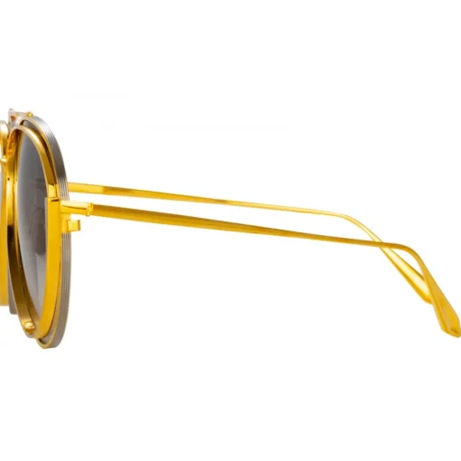 Linda Farrow - Francisco Aviator Sunglasses in Yellow Gold - LFL1410C2SUN - Eyewear - Avvenice^ Sunglasses