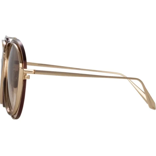Linda Farrow - Francisco Aviator Sunglasses in Light Gold - LFL1410C3SUN - Eyewear - Avvenice