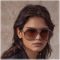 Linda Farrow - Francisco Aviator Sunglasses in Light Gold - LFL1410C3SUN - Eyewear - Avvenice