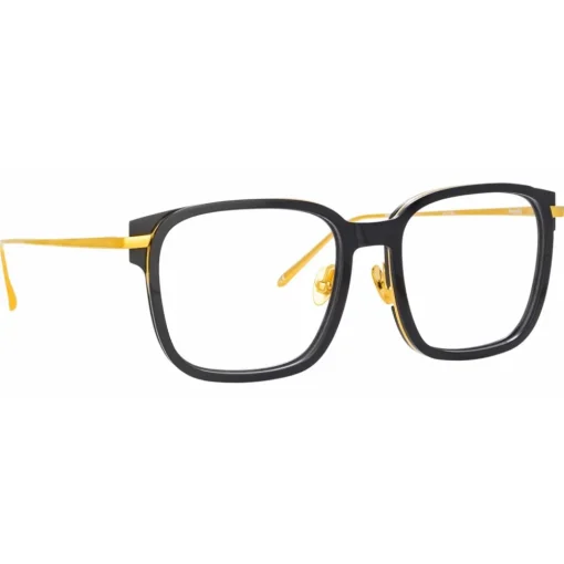 Linda Farrow - Franklin Rectangular Optical Glasses in Black Yellow Gold - LFL1185C1OPT - Eyewear - Avvenice^ Sunglasses