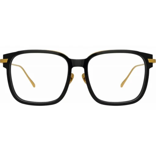 Linda Farrow - Franklin Rectangular Optical Glasses in Black Yellow Gold - LFL1185C1OPT - Eyewear - Avvenice^ Sunglasses