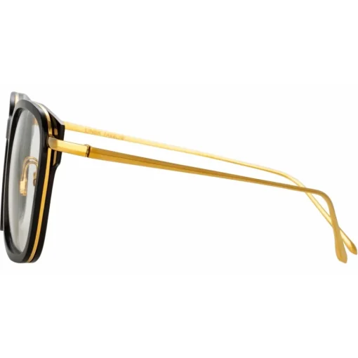 Linda Farrow - Franklin Rectangular Optical Glasses in Black Yellow Gold - LFL1185C1OPT - Eyewear - Avvenice^ Sunglasses
