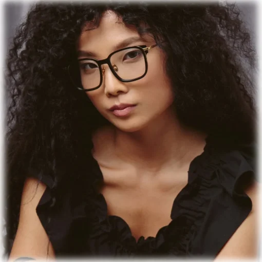 Linda Farrow - Franklin Rectangular Optical Glasses in Black Yellow Gold - LFL1185C1OPT - Eyewear - Avvenice^ Sunglasses