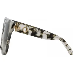 Linda Farrow - Freya D-Frame Sunglasses in Black Grey Tortoiseshell - LFL1175C6SUN - Eyewear - Avvenice^ Sunglasses