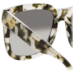 Linda Farrow - Freya D-Frame Sunglasses in Black Grey Tortoiseshell - LFL1175C6SUN - Eyewear - Avvenice^ Sunglasses