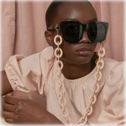 Linda Farrow - Freya Square Sunglasses in Cream Black - LFL1175C3SUN - Eyewear - Avvenice