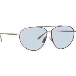 Linda Farrow - Gabriel Oversized Sunglasses in Light Gold Blue - LFL1391C3SUN - Eyewear - Avvenice^ Sunglasses