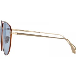 Linda Farrow - Gabriel Oversized Sunglasses in Light Gold Blue - LFL1391C3SUN - Eyewear - Avvenice^ Sunglasses
