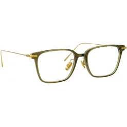 Linda Farrow - Gehry Rectangular Optical Glasses in Light Gold Green - LF37C3OPT - Eyewear - Avvenice^ Sunglasses
