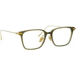 Linda Farrow - Gehry Rectangular Optical Glasses in Light Gold Green - LF37AC2OPT - Eyewear - Avvenice