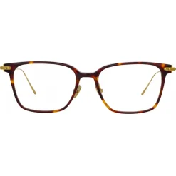 Linda Farrow - Gehry Rectangular Optical Glasses in Tortoiseshell  Yellow Gold - LF37C2OPT - Eyewear - Avvenice^ Sunglasses