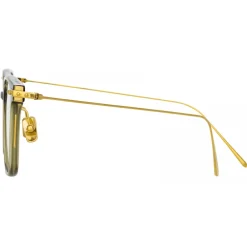 Linda Farrow - Gehry Rectangular Optical Glasses in Light Gold Green - LF37C3OPT - Eyewear - Avvenice^ Sunglasses
