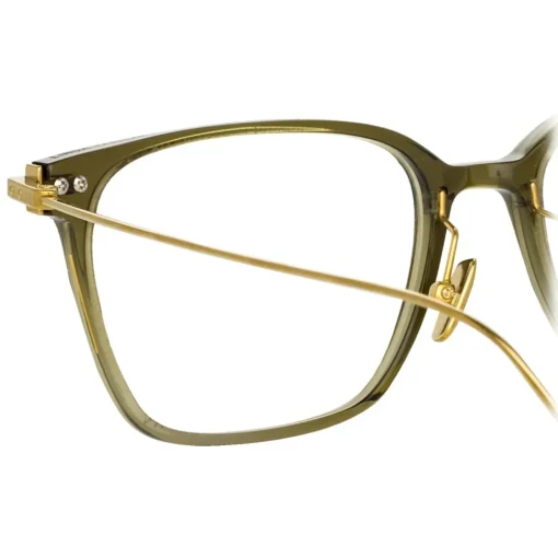 Linda Farrow - Gehry Rectangular Optical Glasses in Light Gold Green - LF37C3OPT - Eyewear - Avvenice^ Sunglasses