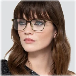 Linda Farrow - Gehry Rectangular Optical Glasses in Light Gold Green - LF37C3OPT - Eyewear - Avvenice^ Sunglasses