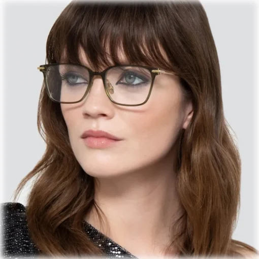 Linda Farrow - Gehry Rectangular Optical Glasses in Light Gold Green - LF37C3OPT - Eyewear - Avvenice^ Sunglasses