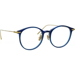 Linda Farrow - Gray Oval Optical Glasses in Blue - LF02AC16OPT - Eyewear - Avvenice^ Sunglasses