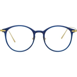 Linda Farrow - Gray Oval Optical Glasses in Blue - LF02AC16OPT - Eyewear - Avvenice^ Sunglasses