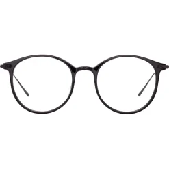 Linda Farrow - Gray Oval Optical Frame in Black and Nickel - LFL1103C14OPT - Eyewear - Avvenice^ Sunglasses
