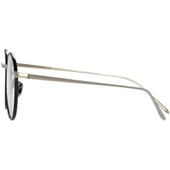 Linda Farrow - Harrison Oval Optical Glasses in Black White Gold - LFL940C2OPT - Eyewear - Avvenice^ Sunglasses