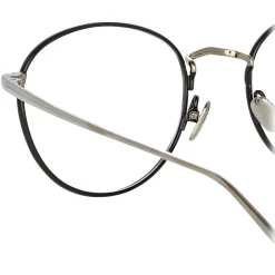 Linda Farrow - Harrison Oval Optical Glasses in Black White Gold - LFL940C2OPT - Eyewear - Avvenice^ Sunglasses