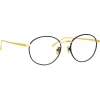 Linda Farrow - Hoffman Oval Optical Glasses in Black Yellow Gold - LFL1034C1OPT - Eyewear - Avvenice