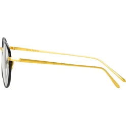Linda Farrow - Hoffman Oval Optical Glasses in Black Yellow Gold - LFL1034C1OPT - Eyewear - Avvenice